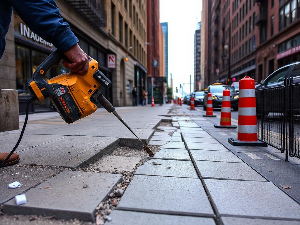 DOT Sidewalk Violation Removal project showing demo sidewalk in New York City