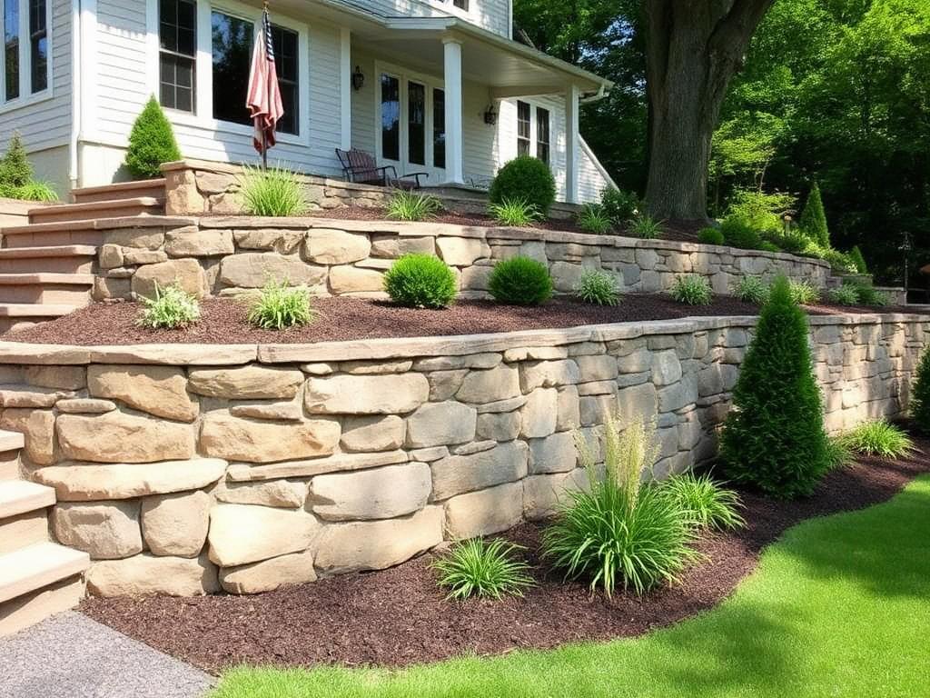 Masonry project showing stone wall in New York City